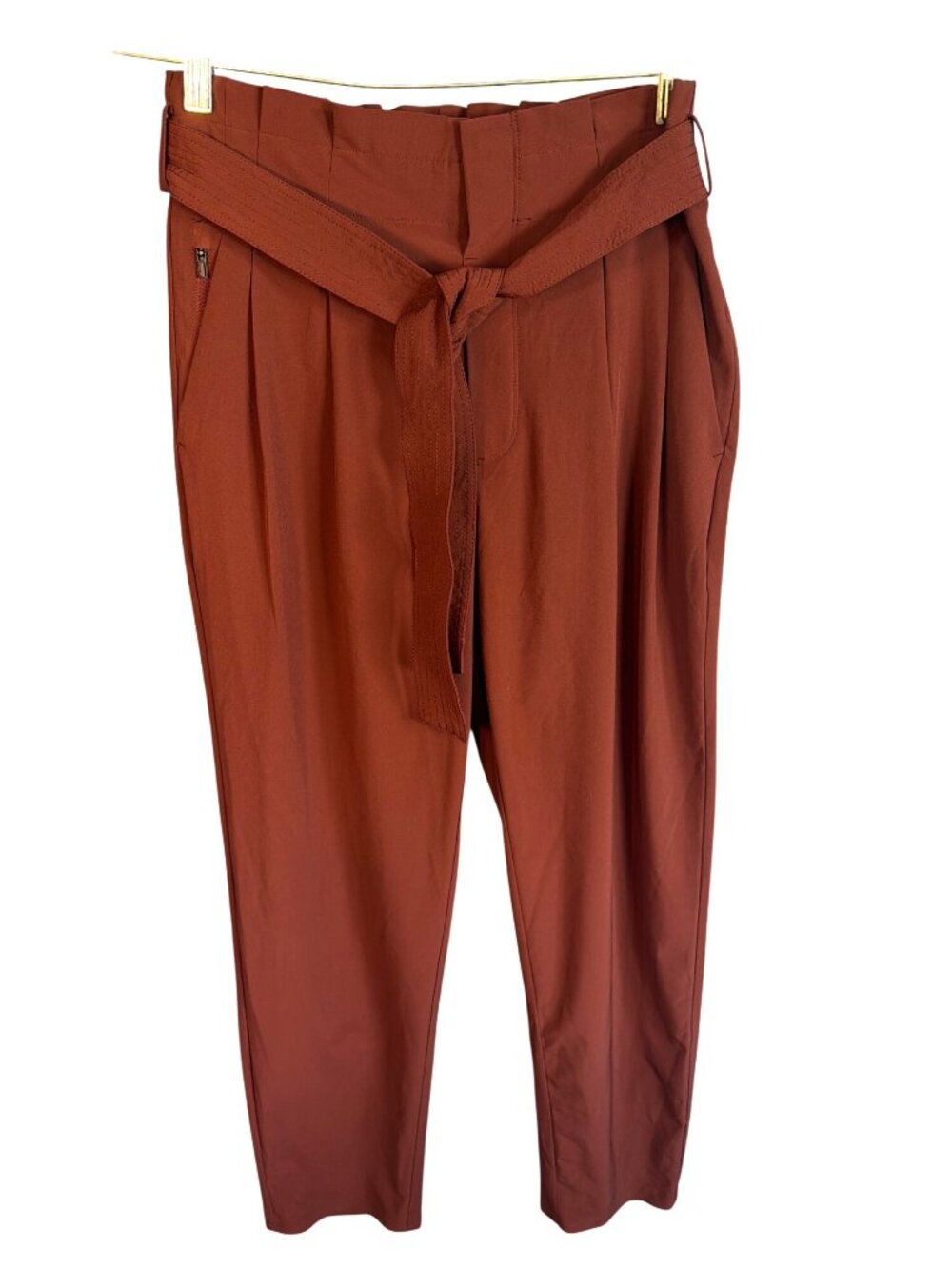 Athleta Skyline ll Paper Bag Waist Pants Cognac Brown Women's 6 - Picture 3 of 9